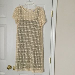 Chico’s sz 2 (12/14) cream lace dress, short sleve